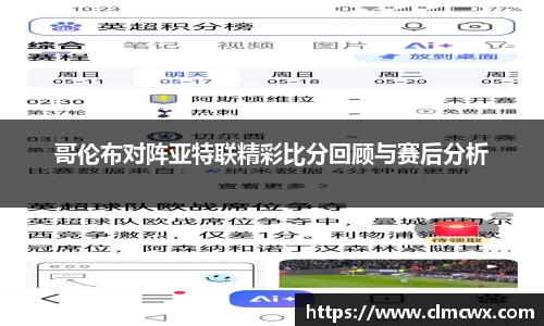 哥伦布对阵亚特联精彩比分回顾与赛后分析